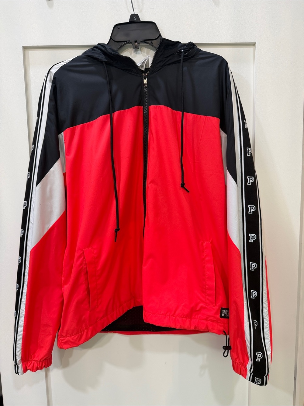 Victoria's Secret Red and Black Hooded Windbreaker